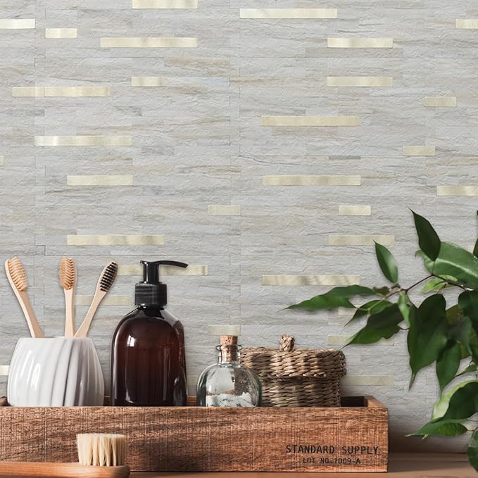 AULIGET 20 Sheets Faux Stone Peel and Stick Backsplash - Image 6