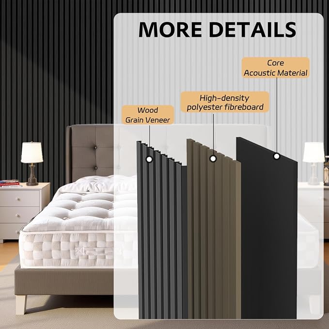 4 Pack Wood Panels for Wall, 106.3" × 11" Wood Slat Acoustic Panels for Wall - Image 4