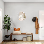Irregular Wall Mirror Asymmetrical White Mirror Modern Wood Frame Unique Shape - Image 5