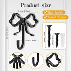 2 PCS Large Size Black Bow Wall Hook, Metal Hooks, Bow Room Decor Hooks - Image 2