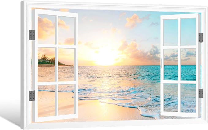 Goldfoilart Ocean Beach Sunset Canvas Wall Art - Image 6