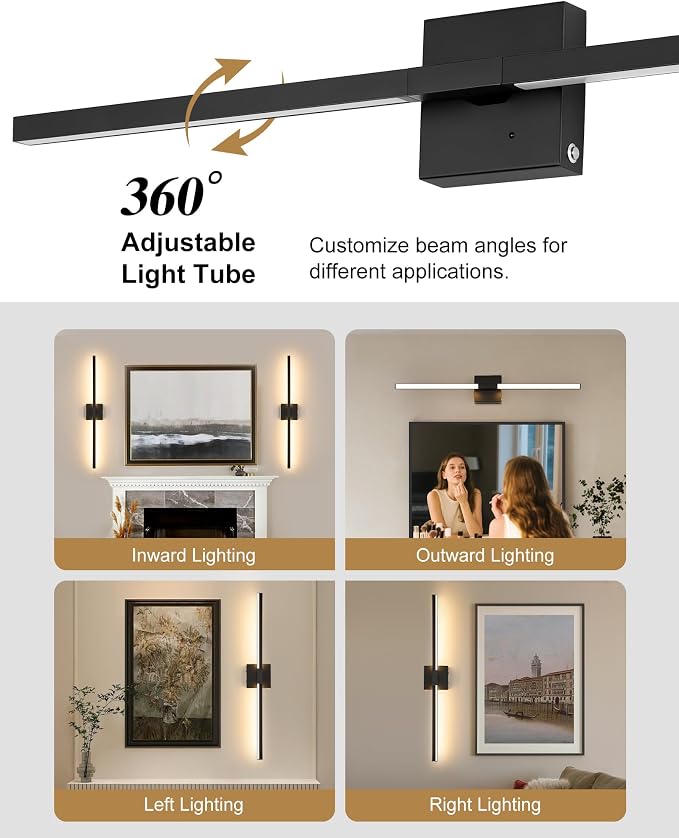 Rayogale 36 Inch 8000mAh Rechargeable Battery Operated Wall Sconce Set of Two - Image 5