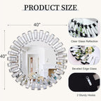 Chende 40'' Large Round Mirror, Modern 3D Decoratiave Wall Mirror - Image 6