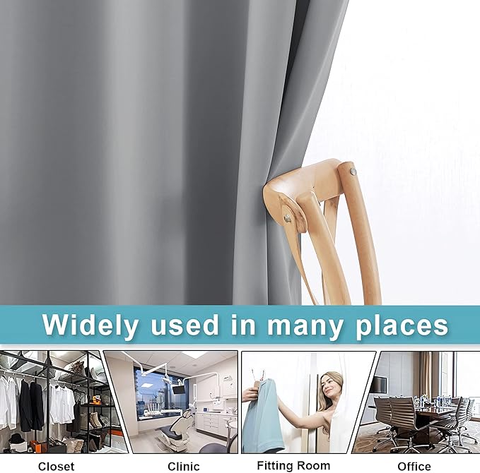 RYB HOME Portable Room Divider Curtains Energy Saving Noise Reducing Drapes - Image 3