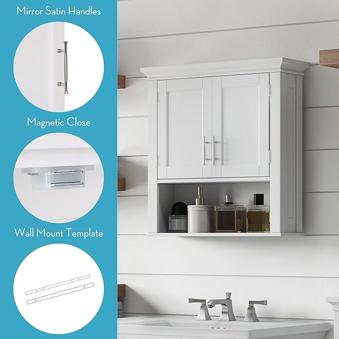 RiverRidge Somerset Two-Door Bathroom and Laundry Wall Mount Storage Medicine - Image 6