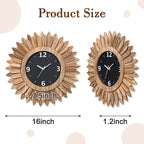 Honiway 16 Inch Wall Clocks, Rustic Wood Boho Sunburst Decorative Wall Clock - Image 5