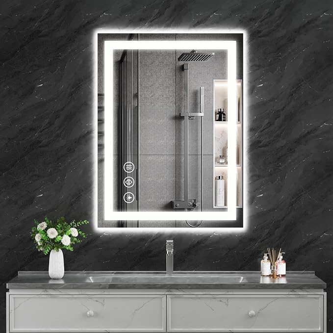 Koonmi 32"x24" LED Mirror for Bathroom, 90CRI Anti-Fog Vanity Mirror by KOONMI