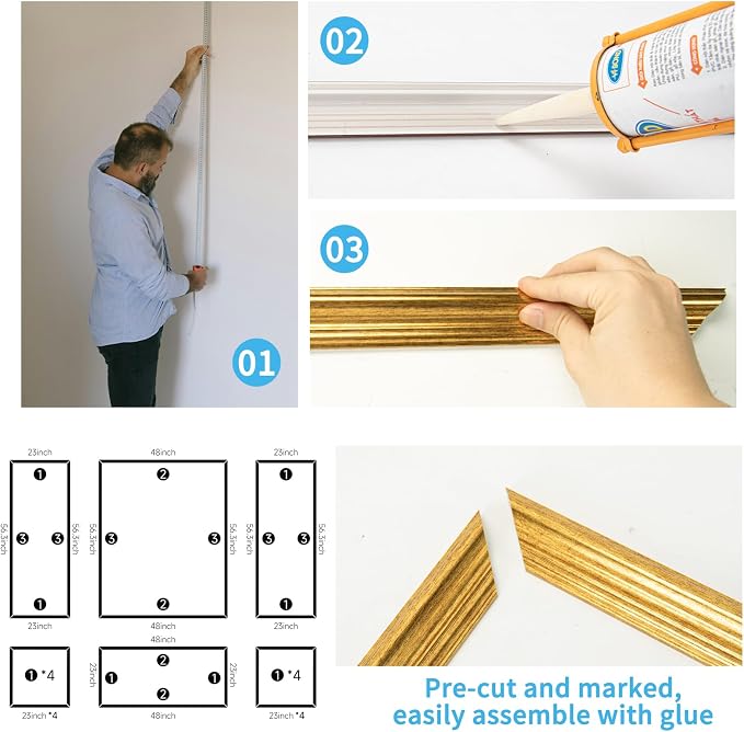 Art3d Pre-Cut Wall Molding Set of 6 pcs, Ready-to-Assemble Wainscoting Panels - Image 8