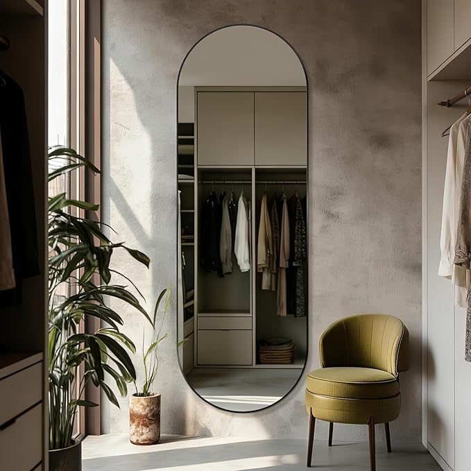 Oval Full Length Mirror, Ultra-Clear Explosion-Proof Dressing Mirror, Simple by TheiaMo