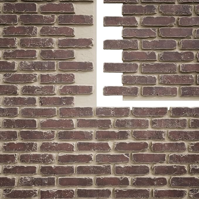 EverStone Aged Brick Faux Brick Panel, 46 7/8"W x 27"H x 1 1/4"D, Merlot Color - Image 9