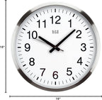 HITO 16" Silent Wall Clock Battery Operated Non Ticking Sweep Movement Glass - Image 8