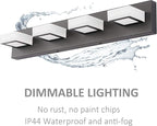 Ralbay Black Vanity Light Dimmable 4 Lights LED Modern Bathroom Vanity Lighting - Image 7