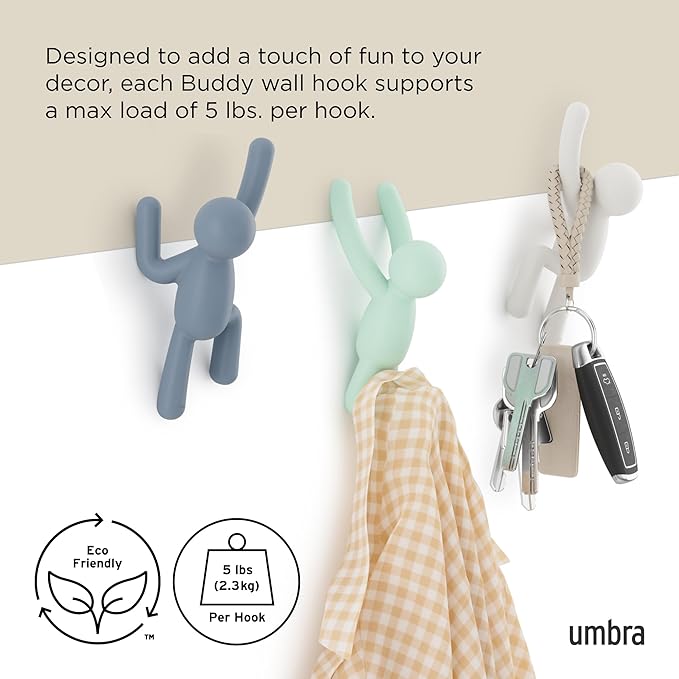 Umbra Buddy Wall Hooks – Decorative Wall Mounted Coat Hooks - Image 5