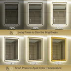 24x36 Inch Gold Framed LED Bathroom Mirror, Smart Bathroom Mirror - Image 2