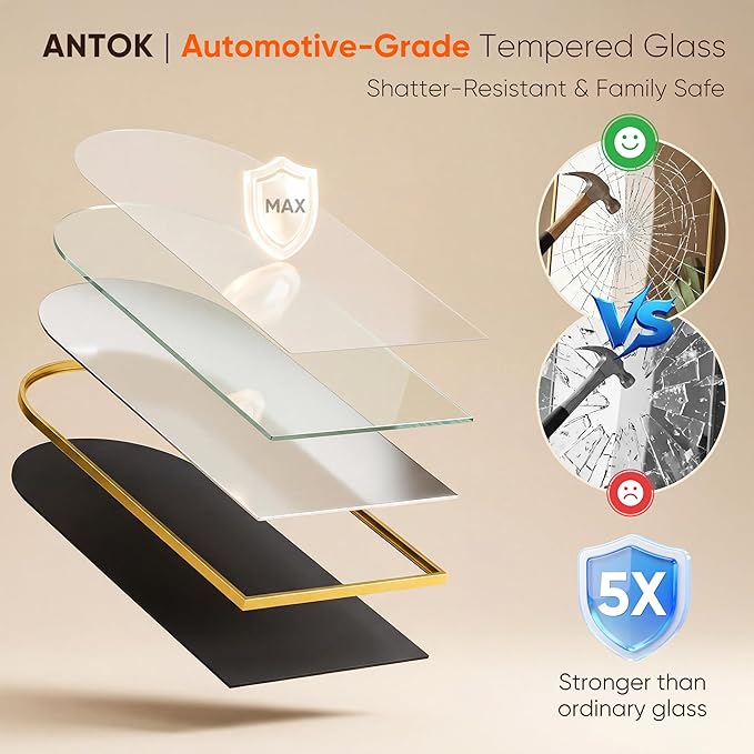 Antok 58" x19” Arched Full Length Floor Mirror, Free Standing/Wall Mount/Leaning - Image 6