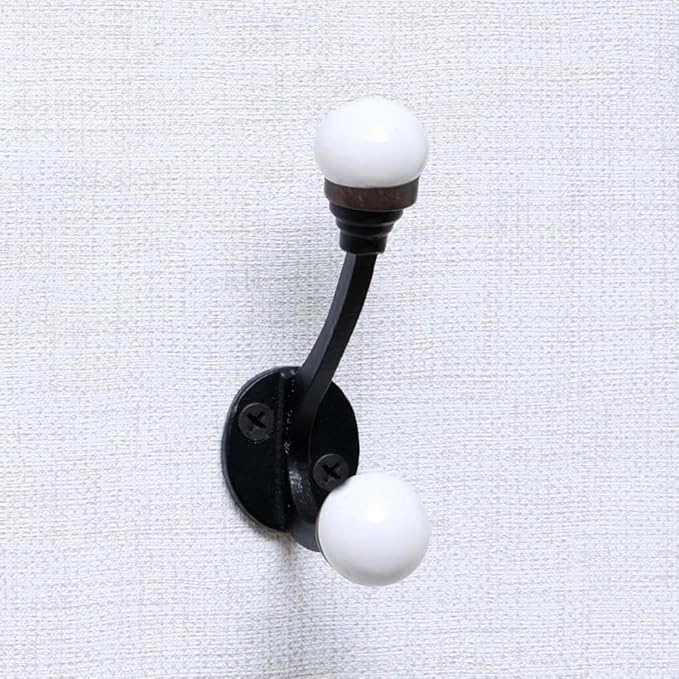 Indian Shelf Pack of 12 Double Prong White Decorative Coat Hooks Unique Coat by IndianShelf