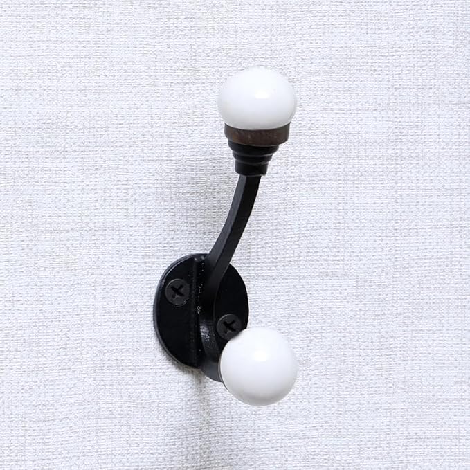 Indian Shelf Pack of 6 Double Prong White Decorative Coat Hooks Unique Coat by IndianShelf