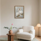 Framed White Swan Canvas Wall Art – Vintage Romantic Swan Oil Painting - Image 8