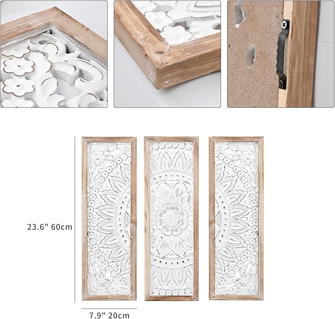 SwallowLiving 3D Layered Mandala Wood Wall Art Set of 3 – 23.6" Large Sacred - Image 2