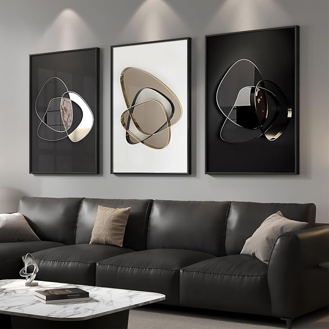 Large Framed Modern Elegant Abstract Wall Art - Image 2