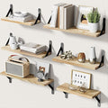 AMADA HOMEFURNISHING Wall Shelves Set of 6, Rustic Farmhouse Style, Wood by AMADAHOMEFURNISHING