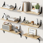 AMADA HOMEFURNISHING Wall Shelves Set of 6, Rustic Farmhouse Style, Wood by AMADAHOMEFURNISHING