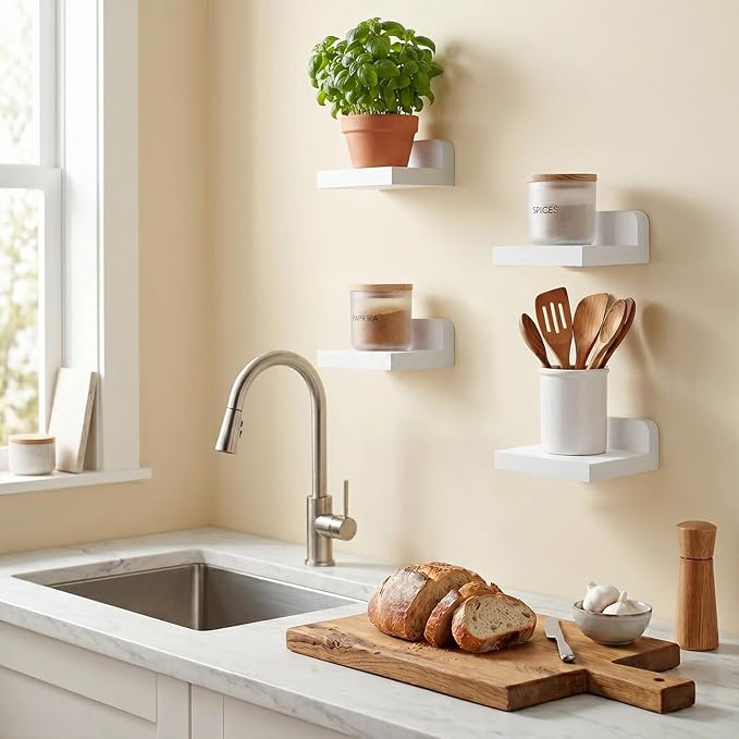 Fixwal Small Shelf for Wall, Rustic Wood Floating Wall Mounted Shelves for - Image 5