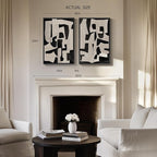 Framed Black and Beige Abstract Wall Art, 2 Piece Canvas Prints Paintings - Image 3