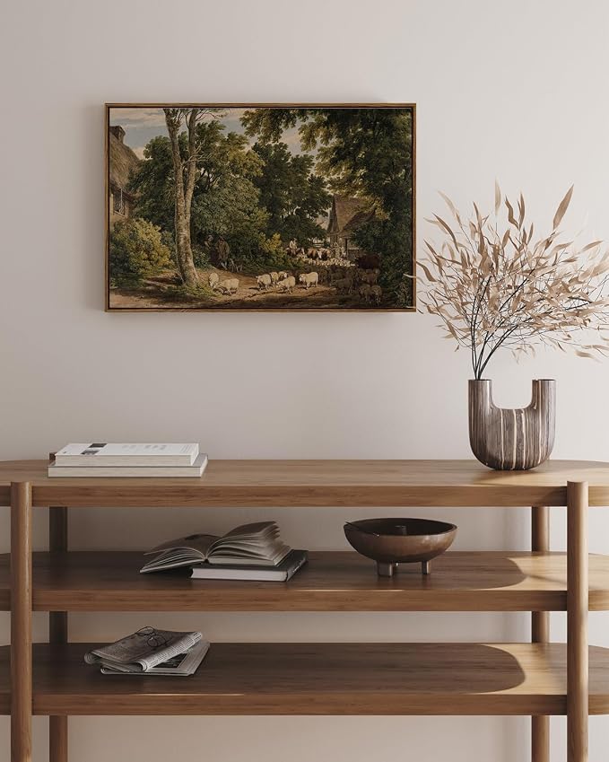 InSimSea Framed Canvas Wall Art Vintage Decor, Room Decor Classical Countryside - Image 3