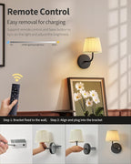 PUSU LED Cordless Black H9.6 inch Small Wall Sconces Set of 2, Rechargeable - Image 4