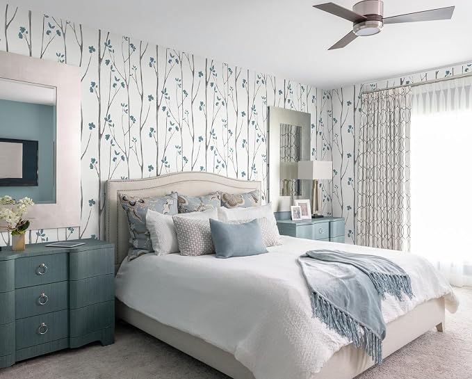 Timeet 16."x393.7"Blue Wallpaper Peel and Stick Wallpaper Leaf Wallpaper Floral - Image 7