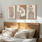 Framed Earth Tone Boho Abstract Wall Art Bedroom, 3 Piece Neutral Modern - Image 2