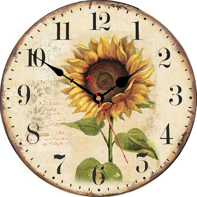 VIKMARI Sunflower Wall Clock Silent Non Ticking by VIKMARIWallClock