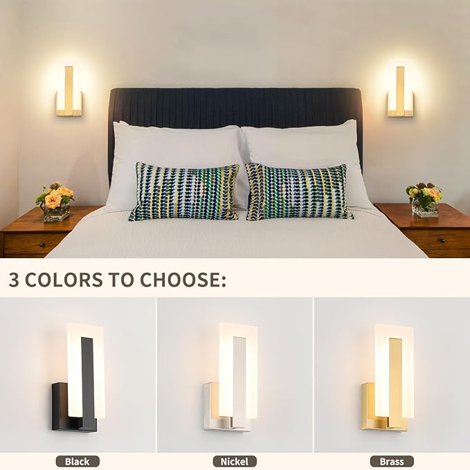 Joosenhouse Modern LED Wall Sconce Set of 2, Brass Warm White Light Wall Sconce - Image 4