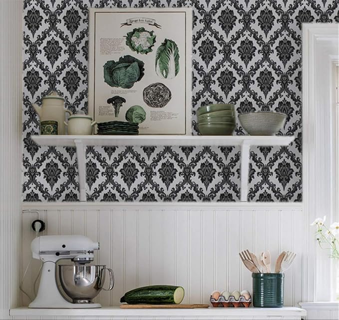 17.7" x 78" Peel and Stick Wallpaper Black Wallpaper - Image 9