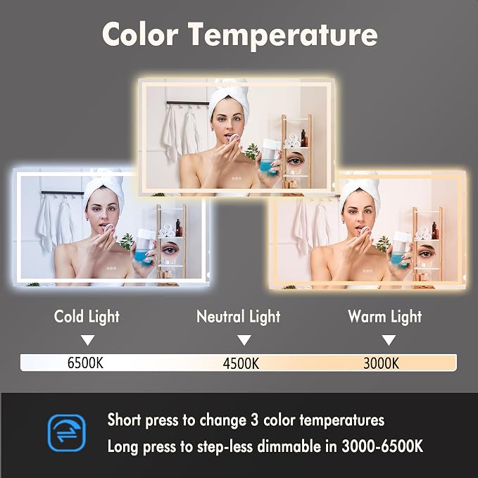GarveeHome 60x36 LED Bathroom Mirror - Image 4