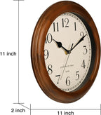 Wooden Wall Clock with Retro Design, 11 Inches Round Wall Clocks Battery - Image 6