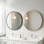 OLIXIS 28 Inch Black Round Bathroom Wall Mirror, Round Bathroom Mirrors - Image 2