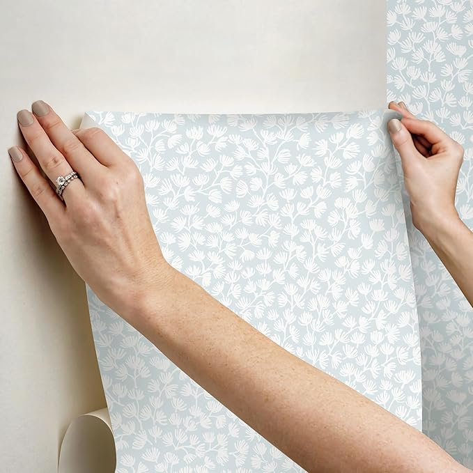 NuWallpaper x Society Social Sea Fern Blue Mist Peel and Stick Wallpaper - Image 4