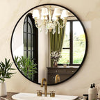 HARRITPURE Round Mirror 30 Black Wall Mounted Circle Mirrors Vanity Mirror - Image 5