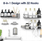 NESOMI Shower Caddy Adhesive Shower Organizer 8-Pack, Rustproof Stainless Steel - Image 4