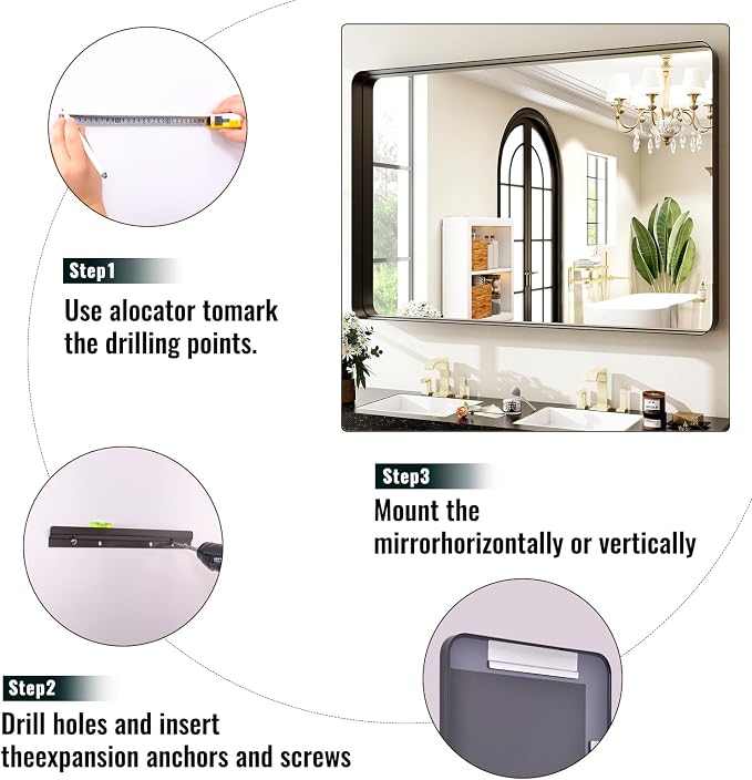 Easly 30"x40" Black Bathroom Mirror - Image 5