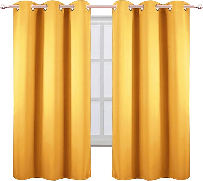 LEMOMO Yellow Thermal Blackout Curtains/38 x 63 Inch/Set of 2 Panels Room - Image 2