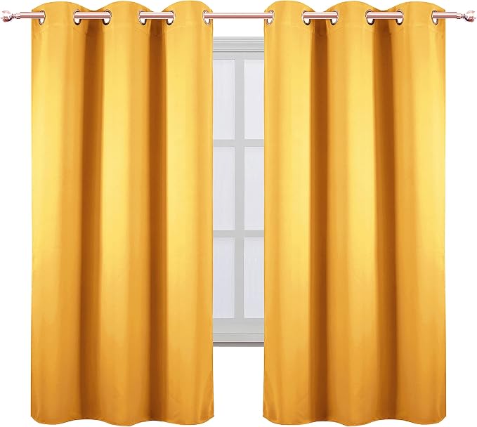LEMOMO Yellow Blackout Curtains 34 x 63 Inch Length/Set of 2 Curtain - Image 2