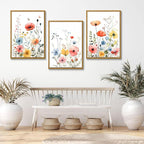 KISSFOX Colorful Wildflower Canvas Wall Art Set Of 3 Flowers Pictures Prints - Image 6