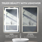 USHOWER LED Bathroom Mirror 40x32 Inch Tempered Glass - Image 5