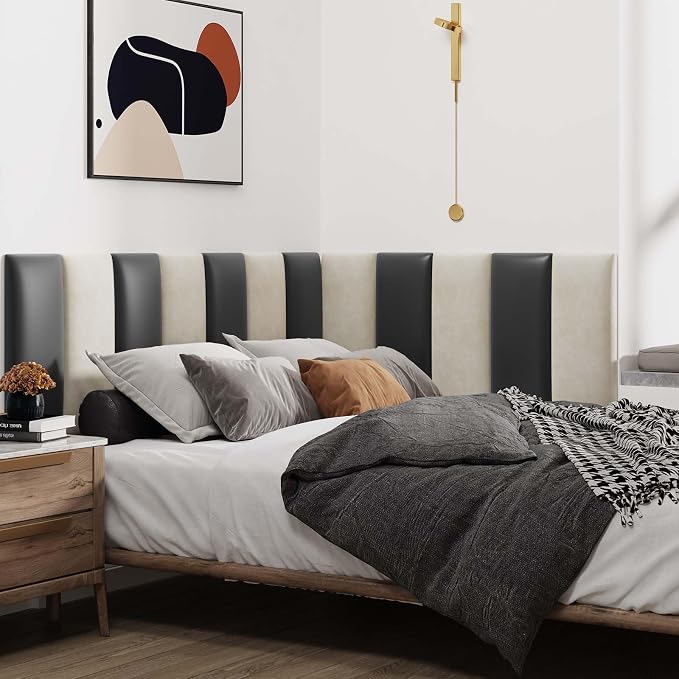 IFNOW Wall Mounted Upholstered Headboard King, 12 Panels 3D Peel and Stick - Image 6