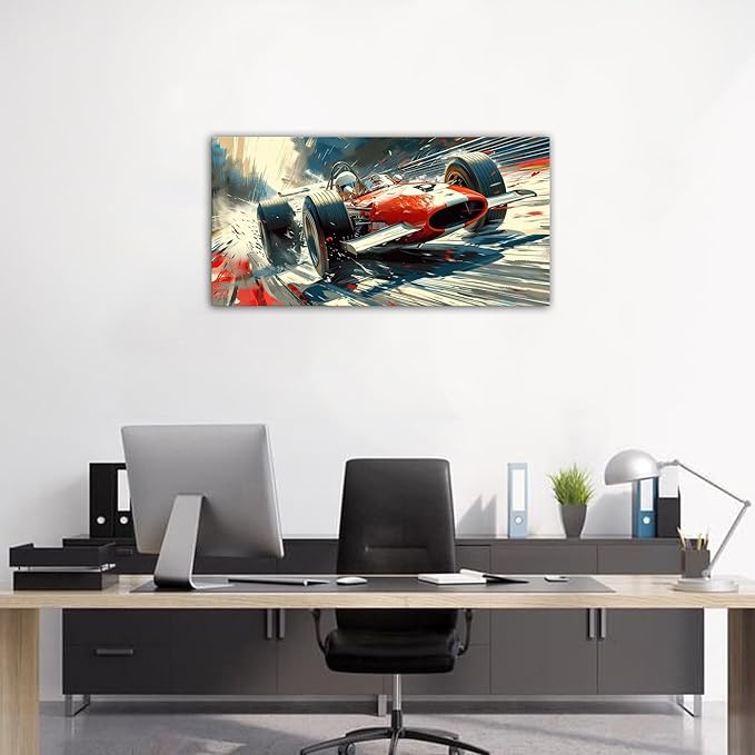 Large Abstract Car Posters F1 Wall Art Vintage Formula 1 Racing Canvas Prints - Image 3
