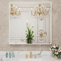 LOAAO 30x30 Inch White Metal Framed Bathroom Mirror by LOAAO