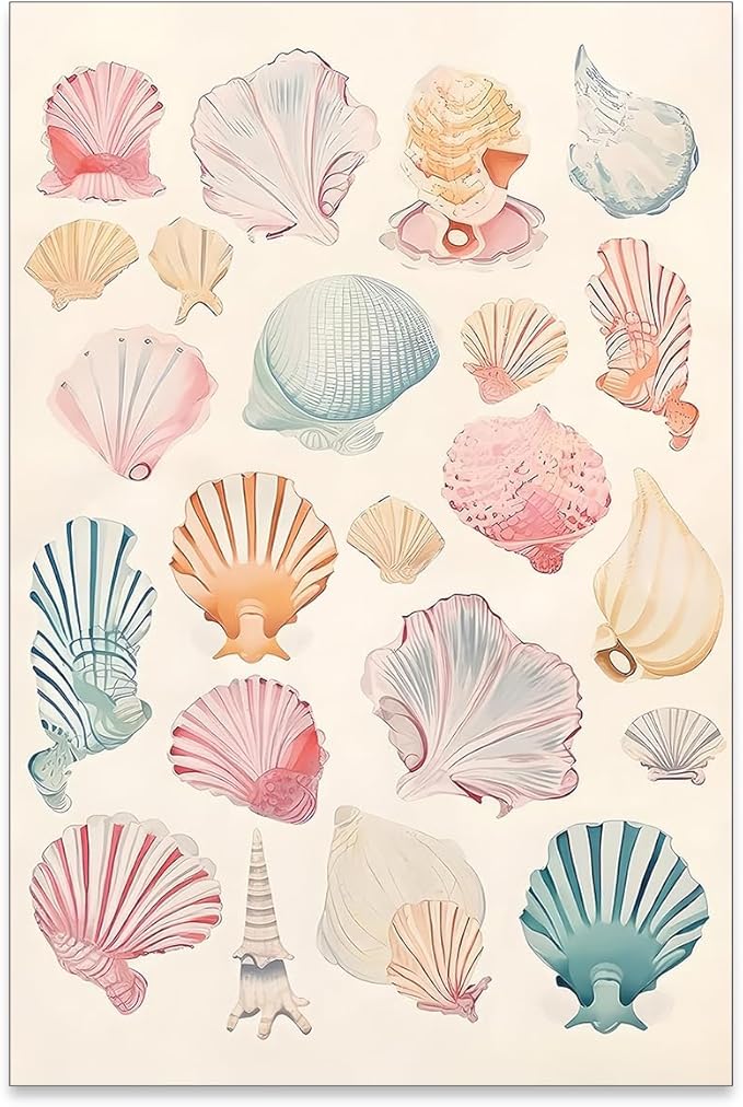 Pink Seashell Posters Coastal Cowgirl Canvas Wall Art Beach House Starfish by Unknown